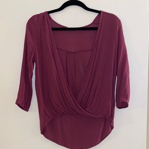 Maroon deep v blouse